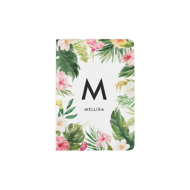 Tropical Hawaiian Monogram Travel Passport Holder (Front)