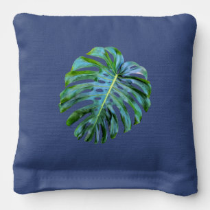 Tropical Hawaiian Monstera Leaf Beach Cornhole Bags