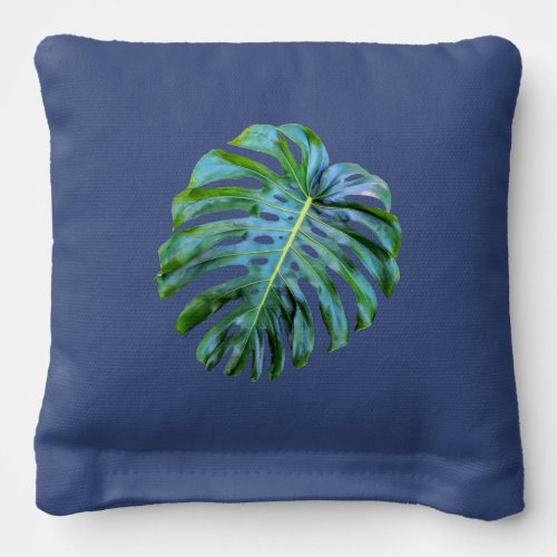 Tropical Hawaiian Monstera Leaf Beach Cornhole Bags