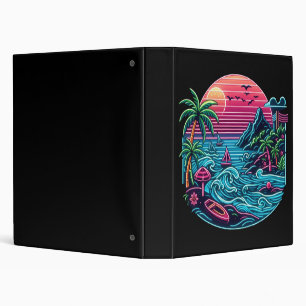 Tropical/Hawaiian neon beach 3 Ring Binder