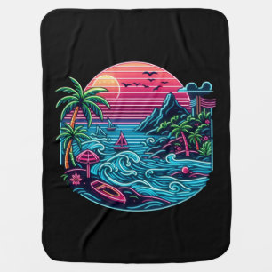 Tropical/Hawaiian neon beach Baby Blanket