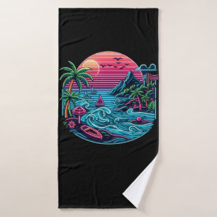 Tropical/Hawaiian neon beach Bath Towel