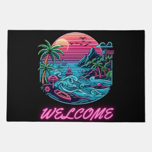 Tropical/Hawaiian neon beach Doormat
