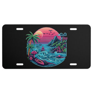 Tropical/Hawaiian neon beach License Plate