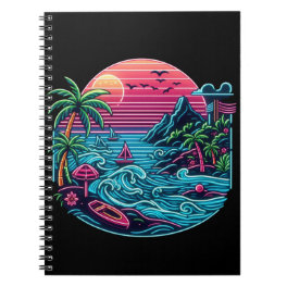 Tropical/Hawaiian neon beach Notebook