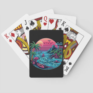 Tropical/Hawaiian neon beach Poker Cards