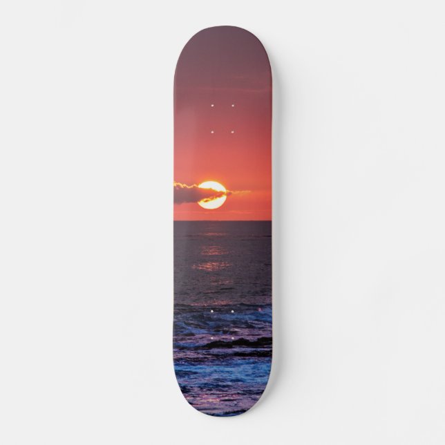 Tropical Hawaiian Ocean Sunset Background - Hawaii Skateboard Deck (Front)