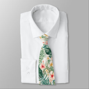 Tropical Hawaiian Palms Floral summer pattern Neck Tie