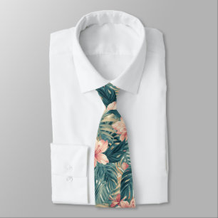Tropical Hawaiian Palms Floral summer pattern Neck Tie