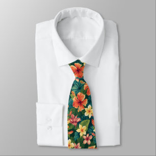 Tropical Hawaiian Palms Floral summer pattern Neck Tie