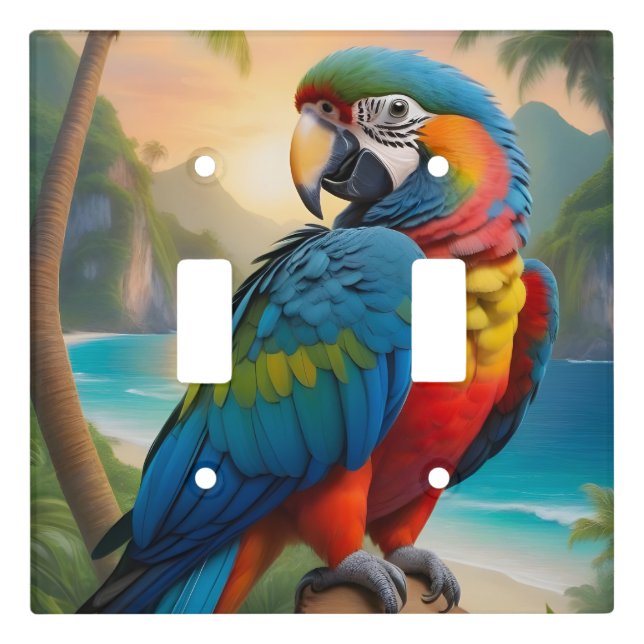 Tropical Hawaiian Parrot Paradise Light Switch Cover (Front)