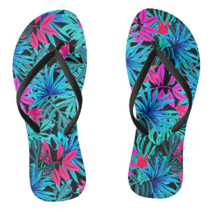 Tropical Hawaiian pattern flip flops