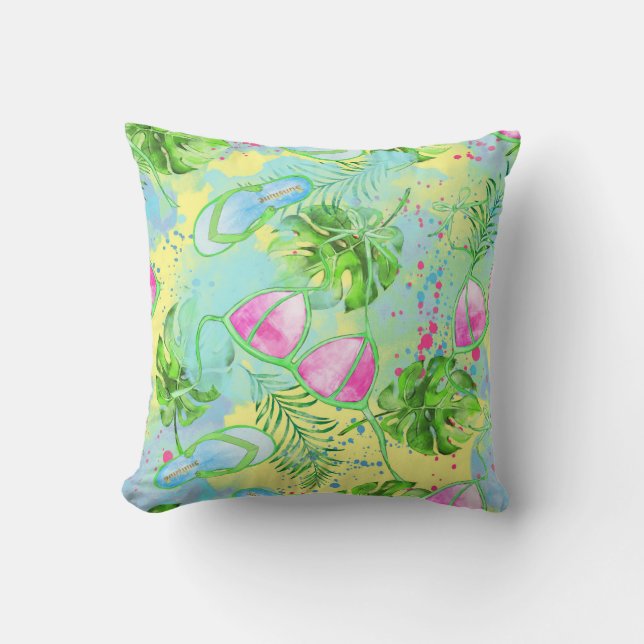 Tropical Hawaiian Pillow (Front)