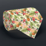 Tropical Hawaiian Pineapple Fruit Floral Pattern Tie<br><div class="desc">Unique neck tie with contemporary coral red, pink, orange, yellow and green tropical floral, pineapple and stripes pattern. Ornate, original, funky, modern and whimsical hipster design was created for the fancy and artistic fashionista or artsy and chic fashion diva, the popular hip trend setter, elegant vintage retro, nouveau deco art...</div>