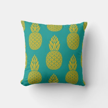 Tropical Hawaiian Pineapple Pattern Throw Pillow by bestgiftideas at Zazzle