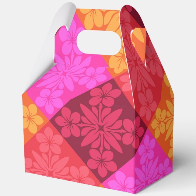 Tropical hawaiian print favor boxes (Front)
