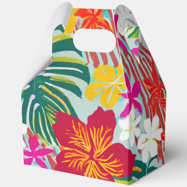 Tropical hawaiian print favor boxes (Back)