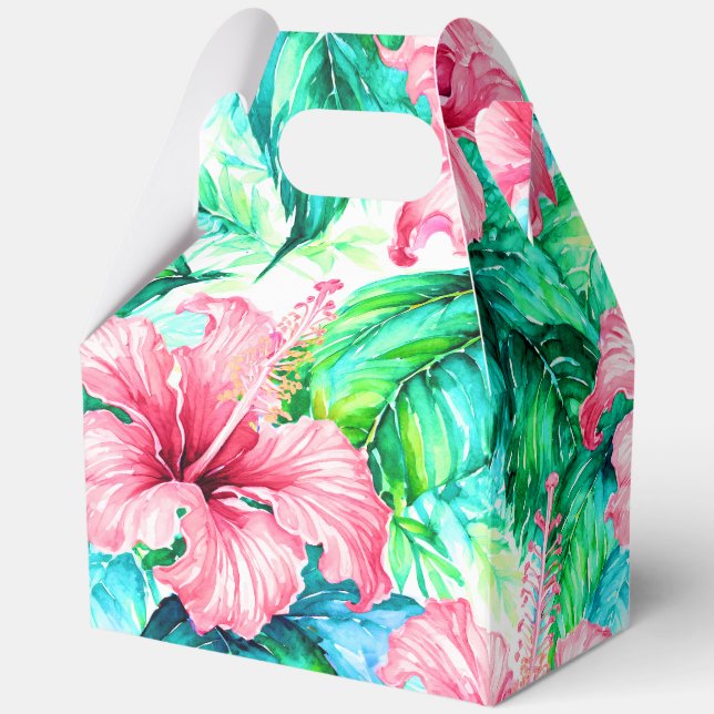 Tropical hawaiian print favor boxes (Back)