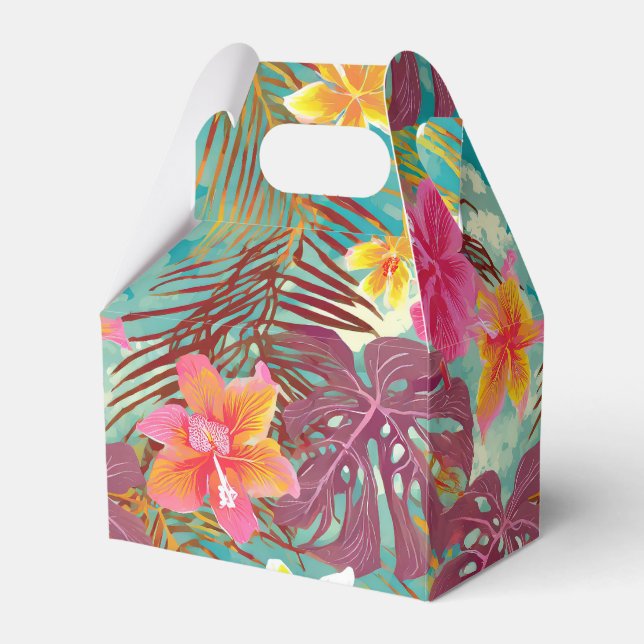 Tropical hawaiian print favor boxes (Front Side)
