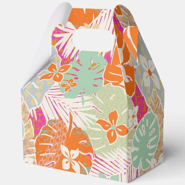 Tropical hawaiian print favor boxes (Front)