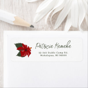Tropical Hawaiian Red Hibiscus Flower Custom Label