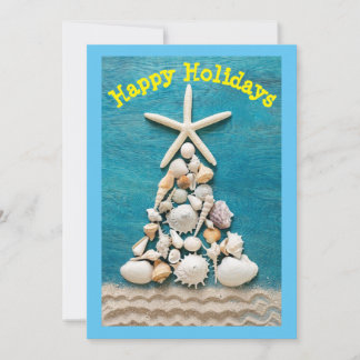 Tropical Hawaiian Shells Flat  Holiday Card