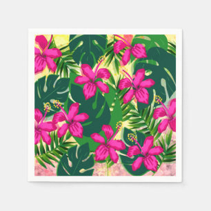 Tropical Hawaiian Style Floral Pattern Napkins