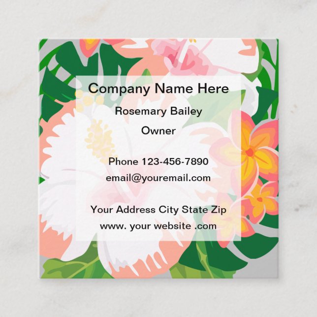 Tropical Hawaiian Style Travel Square Business Card (Front)