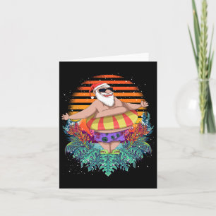 Tropical Hawaiian Summer Funny Santa Claus Christm Card