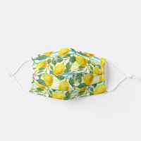 Tropical Hawaiian Summer Lemons Fruit Flower Art Cloth Face Mask