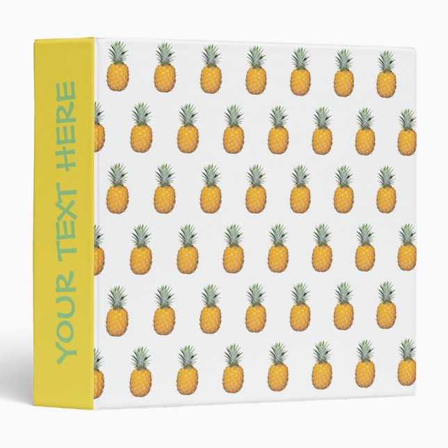 Tropical Hawaiian Summer Pineapple 3 Ring Binder (Front/Spine)