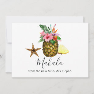 Tropical Hawaiian Summer Wedding Thank You Card