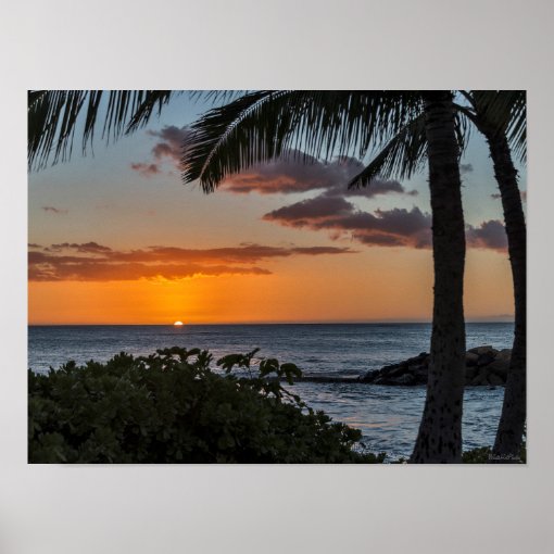 Tropical Hawaiian sunset poster | Zazzle