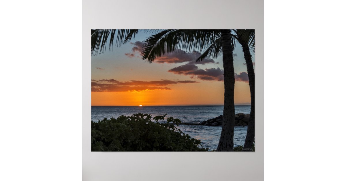 Tropical Hawaiian sunset poster | Zazzle