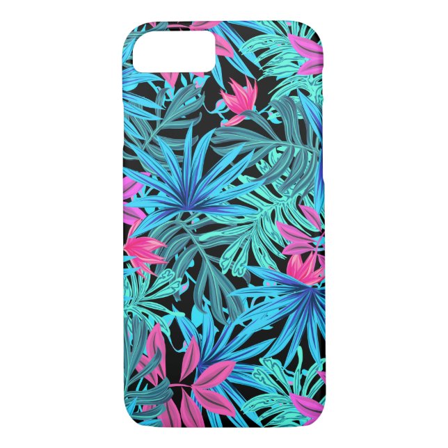 Tropical hawaiian teal turquoise palm tree leaves Case-Mate iPhone case (Back)