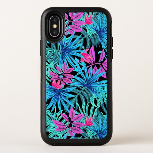 Tropical hawaiian teal turquoise palm tree leaves OtterBox symmetry iPhone x case