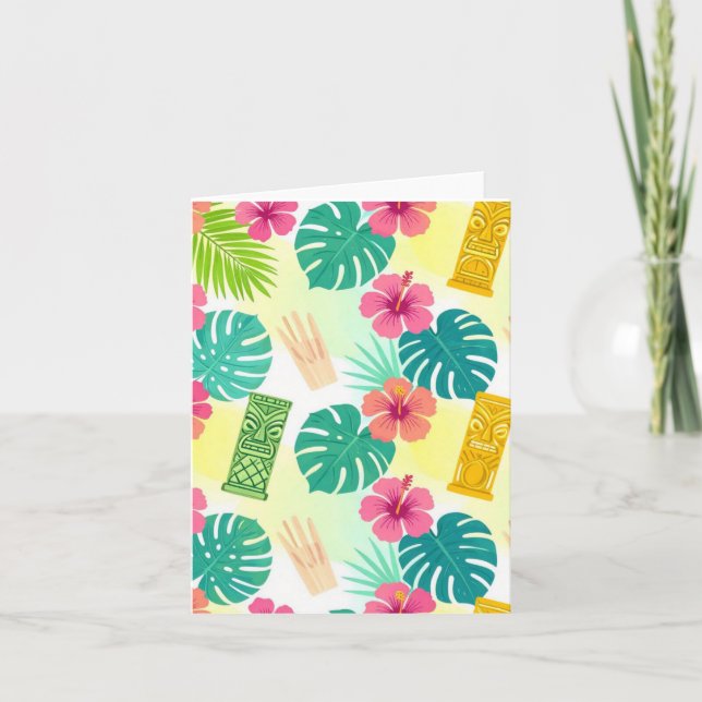 Tropical Hawaiian Tiki Pattern for Parties Wedding Invitation (Front)