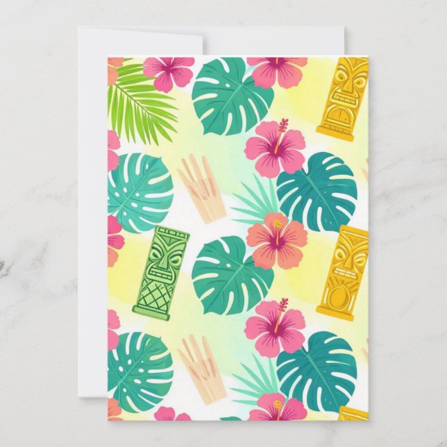 Tropical Hawaiian Tiki Pattern for Parties Wedding Invitation (Front)
