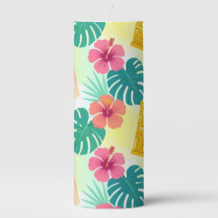 Tropical Hawaiian Tiki Pattern for Parties Wedding Pillar Candle