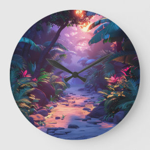 Tropical Hawaiian Walking Path Large Clock