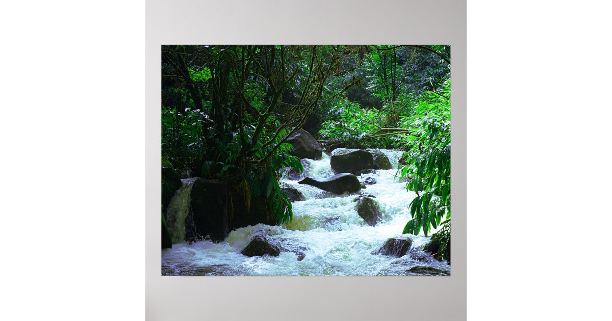 Tropical Hawaiian Waterfall Poster | Zazzle