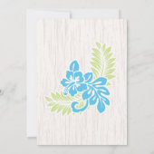 Tropical Hawaiian Wedding Invitation Turquoise (Back)