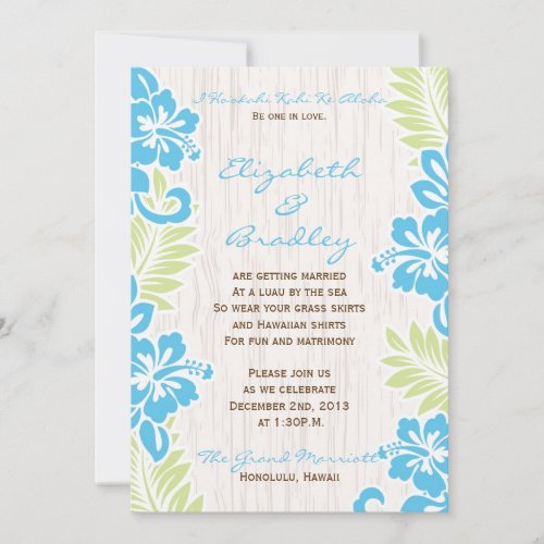 Tropical Hawaiian Wedding Invitation Turquoise