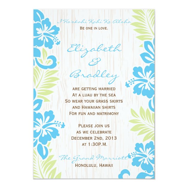 Tropical Hawaiian Wedding Invitation Turquoise