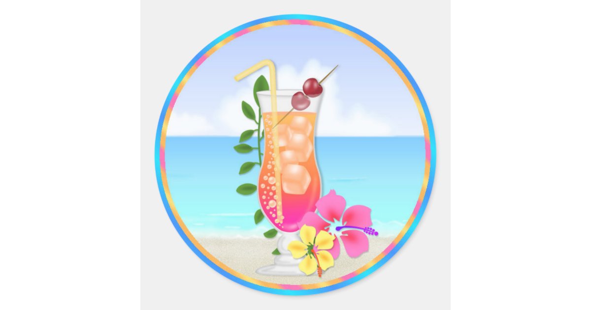 Tropical Hawiian Luau Cupcake Toppers Stickers | Zazzle.com