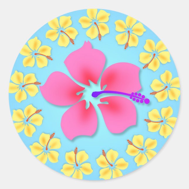 Tropical Hawiian Luau Cupcake Toppers Stickers (Front)