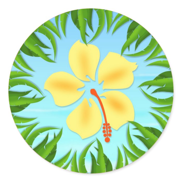 Tropical Hawiian Luau Cupcake Toppers Stickers