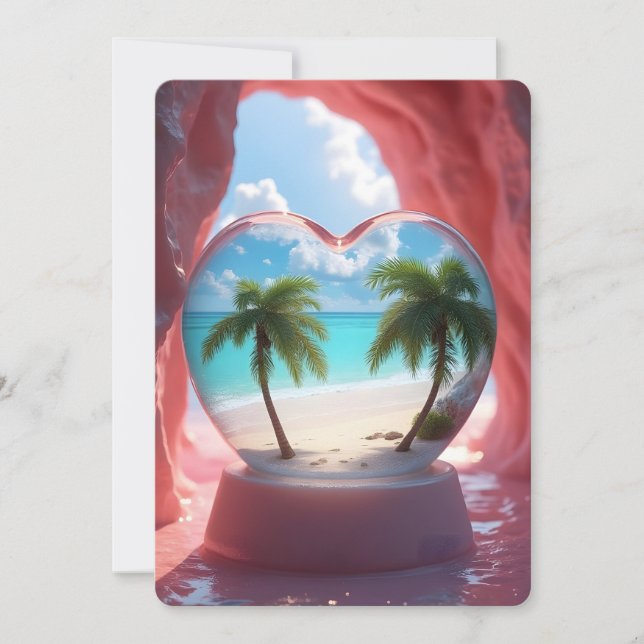 Tropical Heart Seascape Holiday Card (Front)