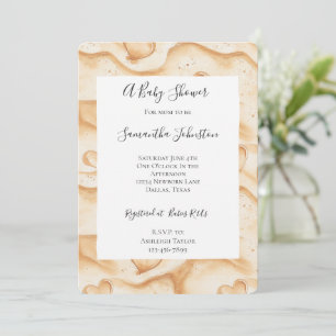 Tropical Hearts in Sand Beach Baby Shower Invitation