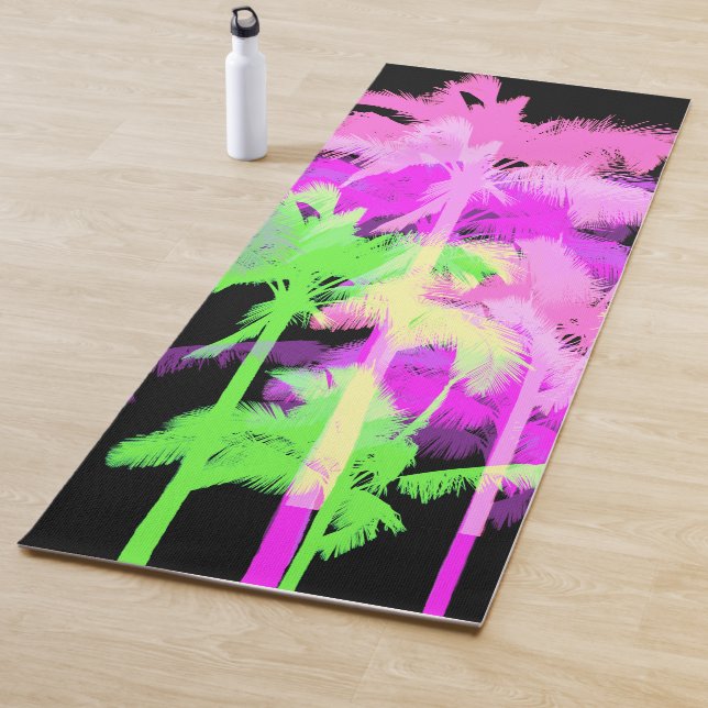 Tropical Heat Reversible Neon Hawaiian Palm Trees Yoga Mat (In Situ)